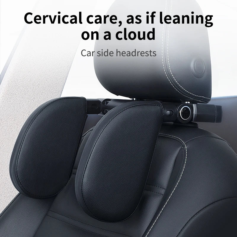 Adjustable 180° Car Seat Headrest Pillow with Memory Foam Support