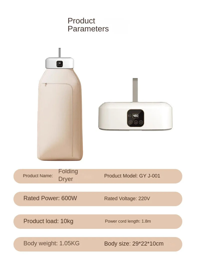 Portable Folding Clothes Dryer with Remote Control