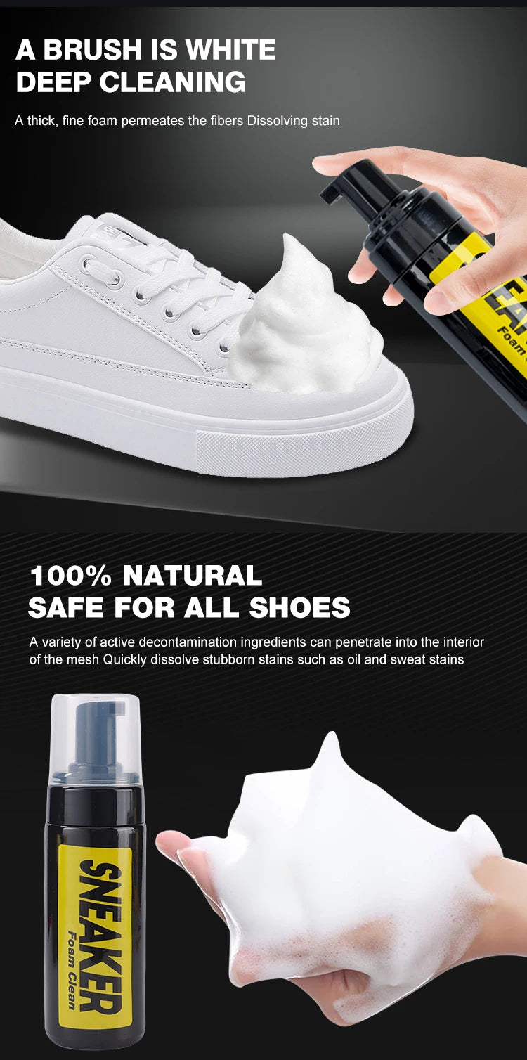 All-in-One Sneaker Cleaning Kit – Foam Cleaner, Brush & Cloth
