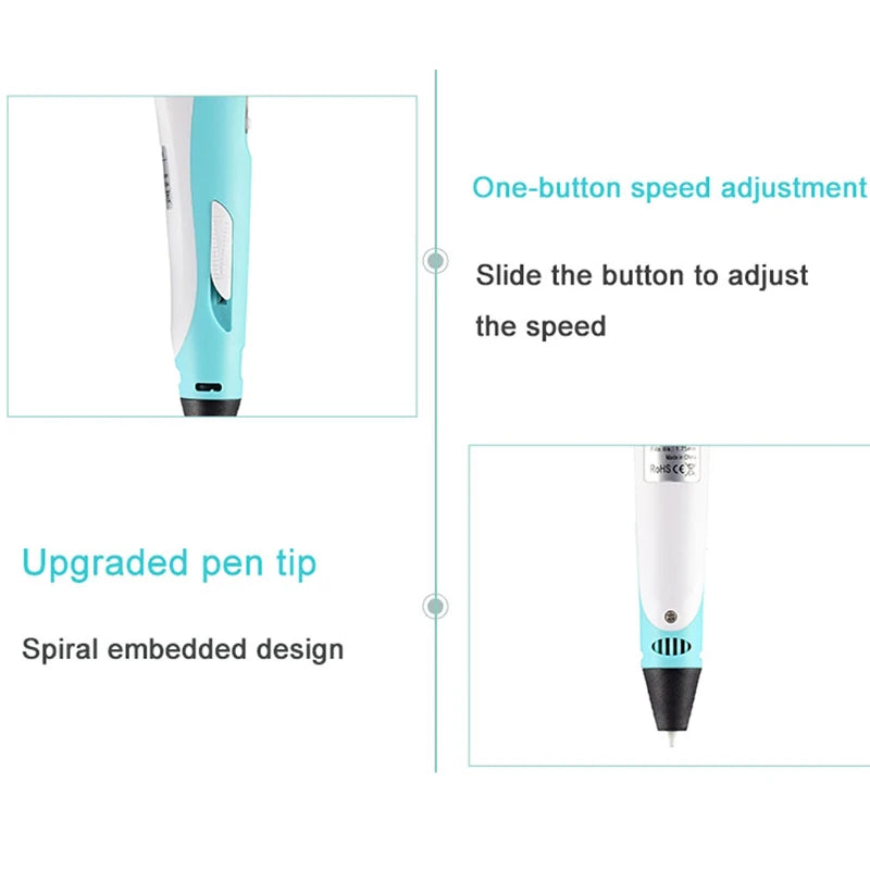 LED Display 3D Printing Pen with PLA Filament & Travel Case – DIY Creative Tool