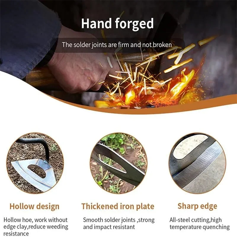 Heavy-Duty Hollow Steel Hand Hoe – Garden & Farm Weeding Tool
