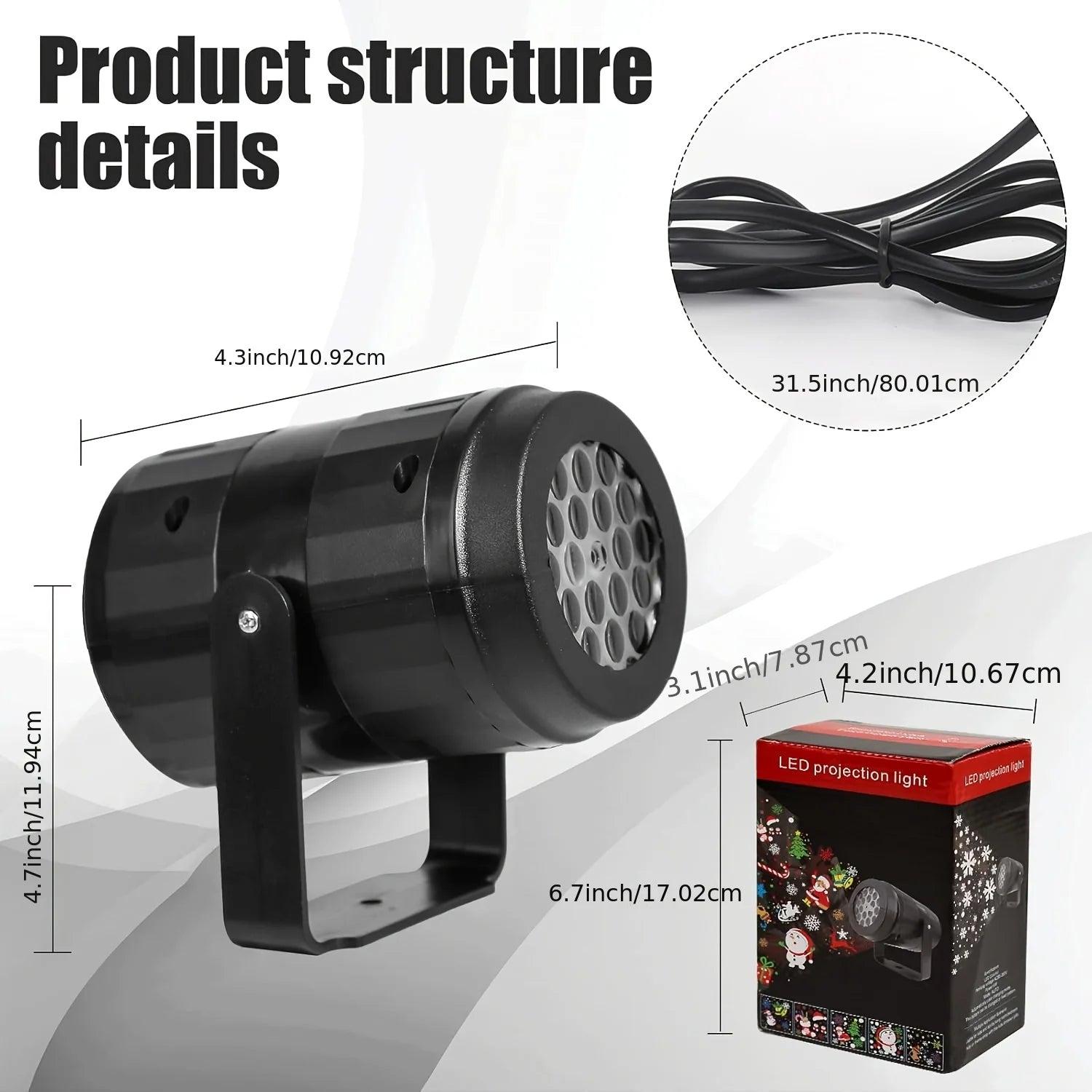 16-Pattern Rotating Christmas LED Projector (USB, Indoor/Outdoor)