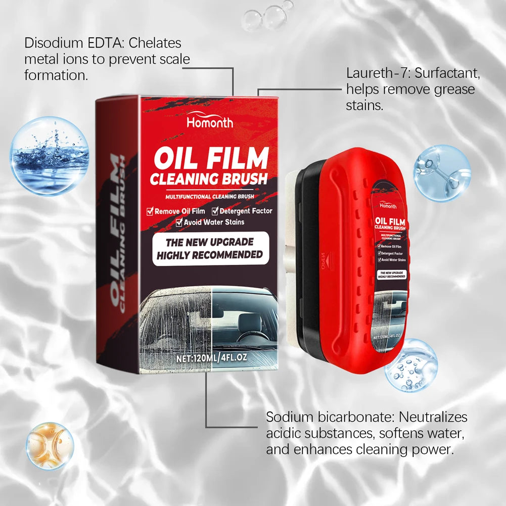 Car Windshield Oil Film Remover – Powerful Glass Cleaner with Sponge Brush