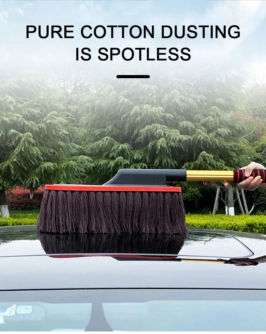 Adjustable Telescopic Microfiber Car Duster with Wax-Treated Cotton Strands