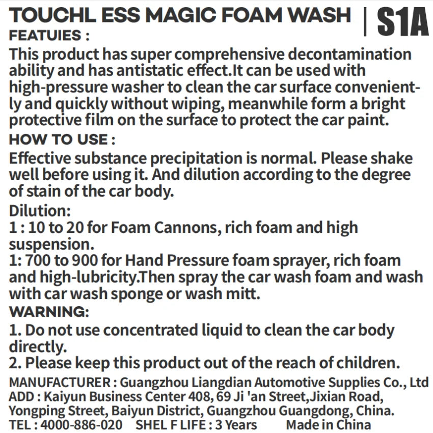Touchless Magic Foam Car Wash Cleaner
