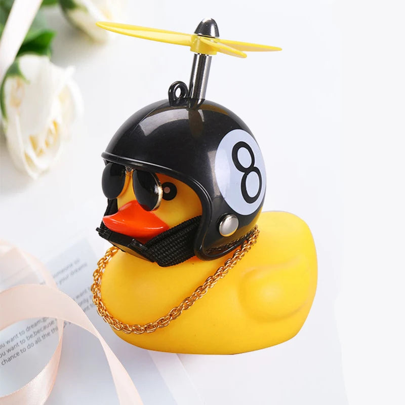 Adorable Yellow Duck Car & Bike Decoration with Helmet, Propeller, and Accessories
