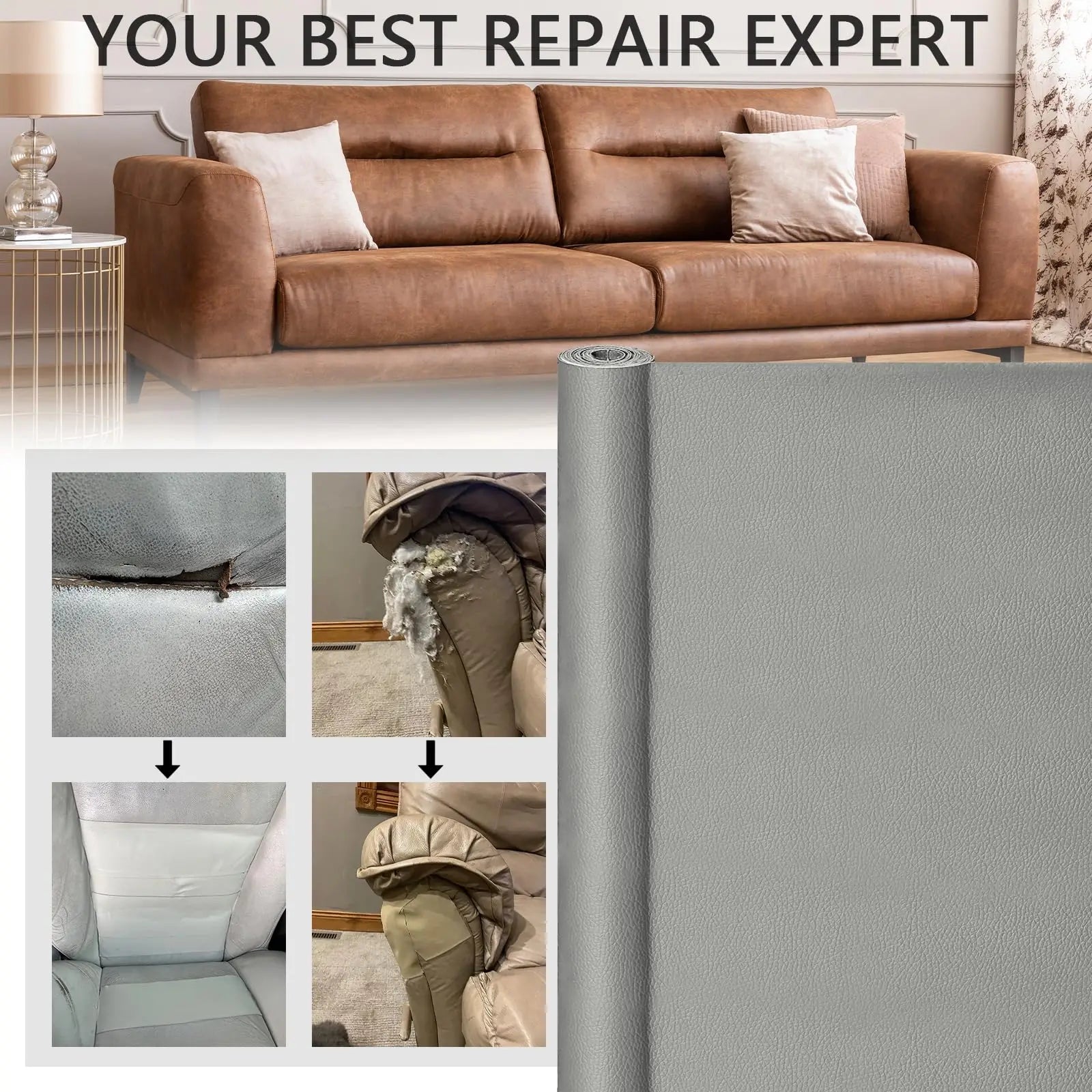 Self-Adhesive Leather Repair Patch – Easy Fix for Sofas, Chairs, Bags & More