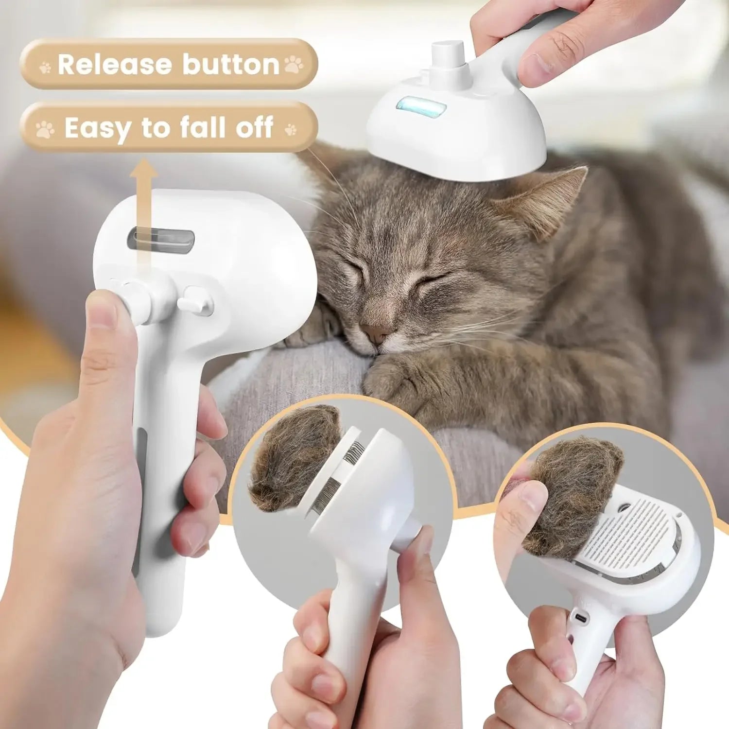 Pet Grooming Mist Comb – Self-Cleaning Dematting Brush with Built-in Humidifier