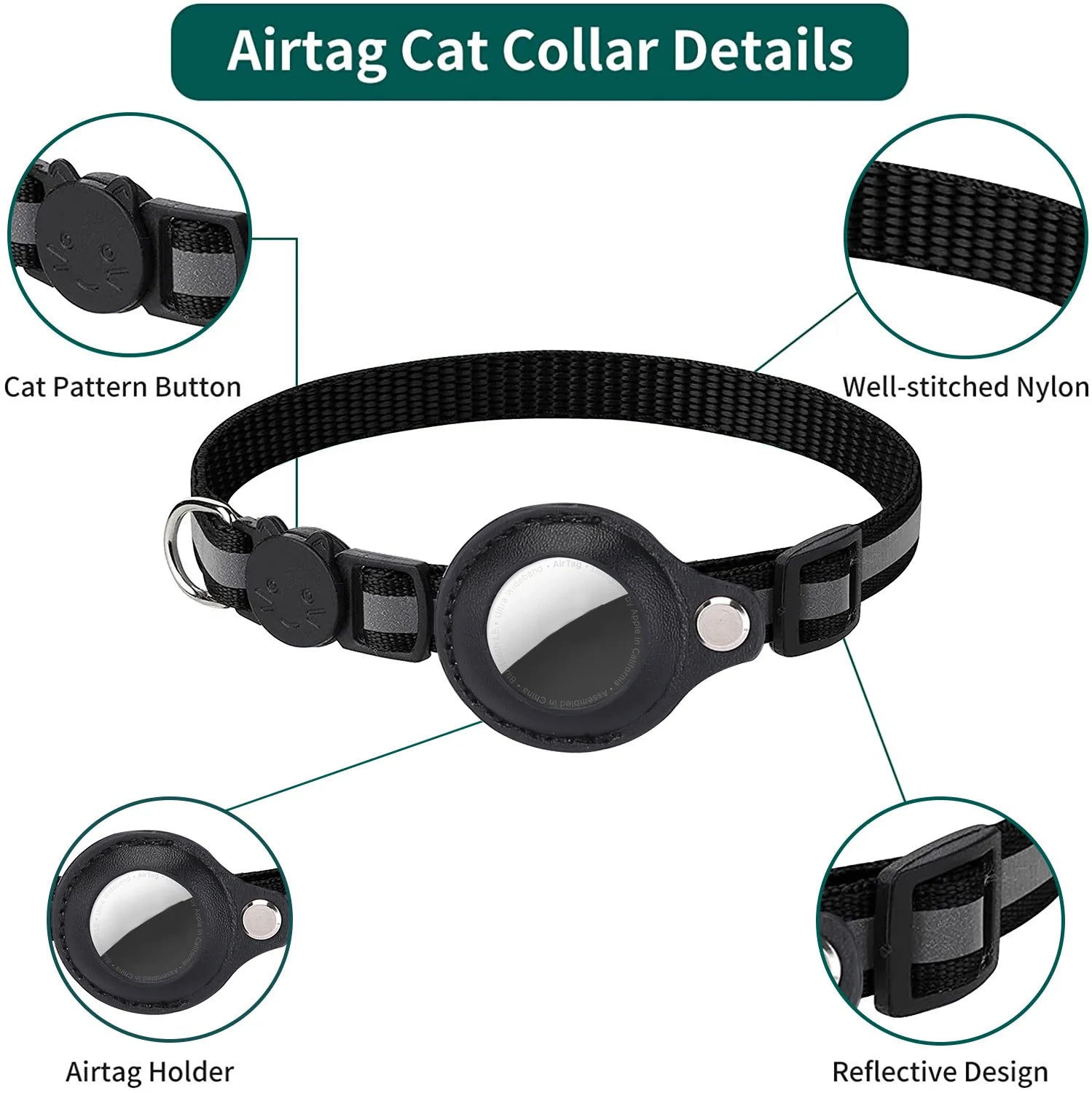 Never Lose Your Cat Again — AirTag Collar with Safety Buckle
