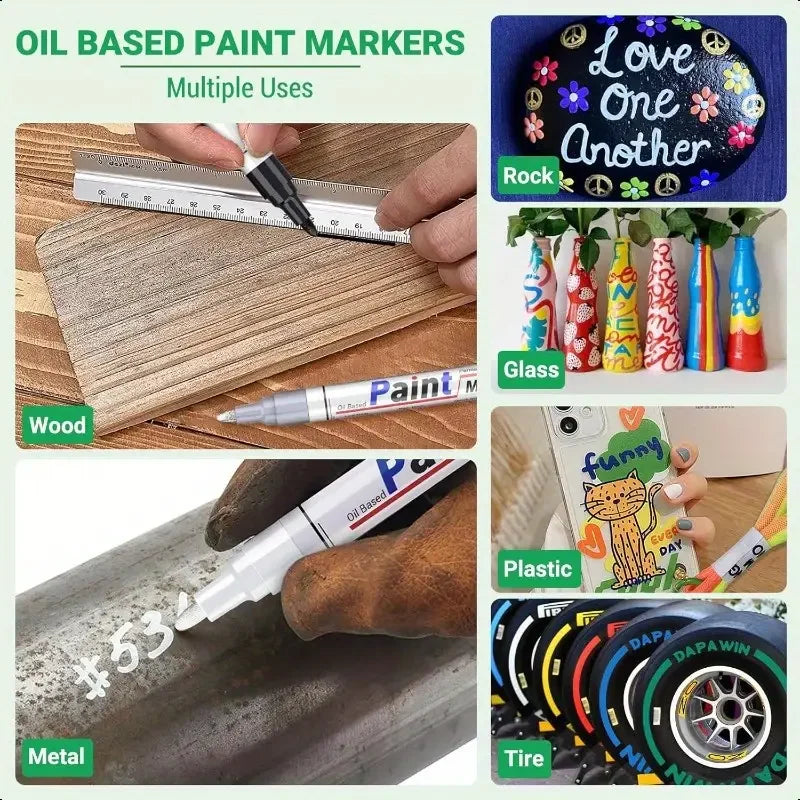 Write on Anything — Waterproof Paint Marker Set (12 Colors)