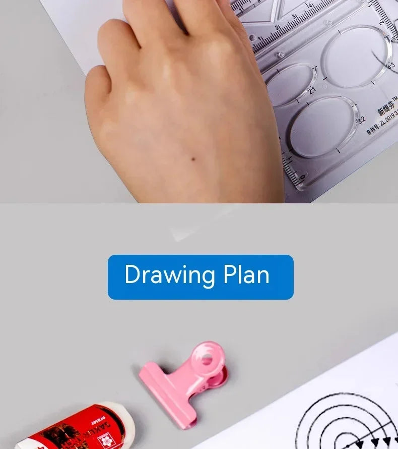 Multifunctional Geometry Ruler with Rotating Protractor