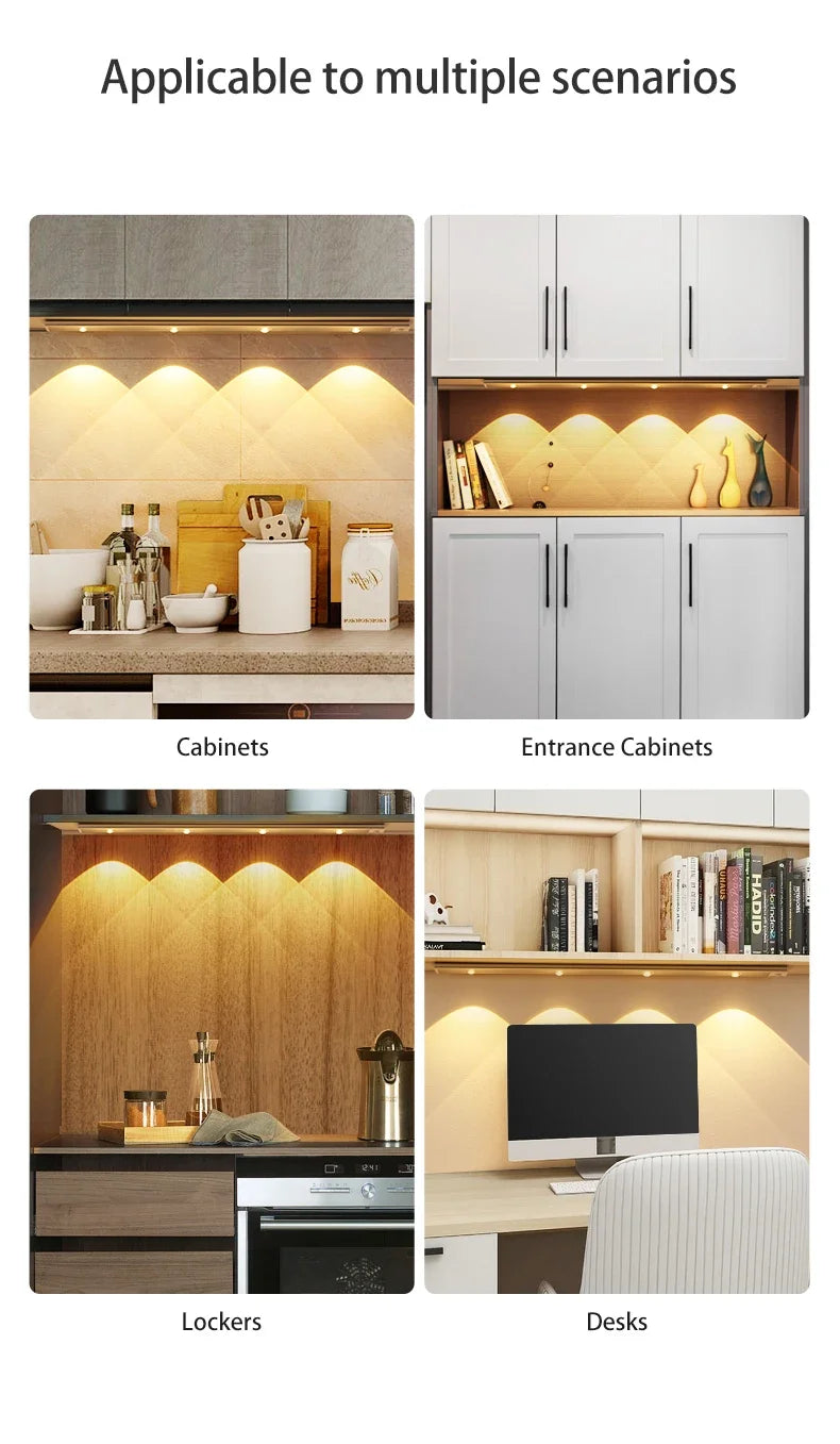 Rechargeable Motion Sensor LED Cabinet Light – Sleek Design with Adjustable Brightness