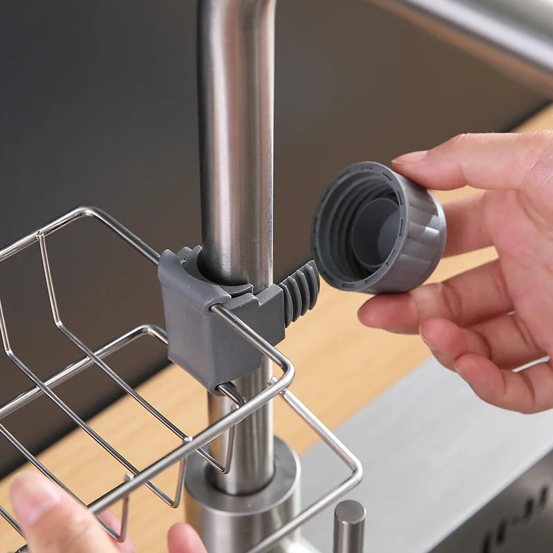 Adjustable Stainless Steel Faucet Organizer for Sink Storage