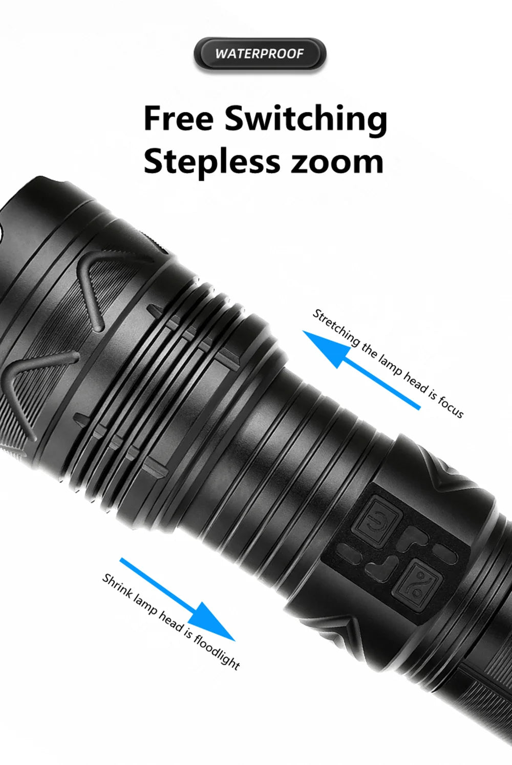 High-Power LED Flashlight – Rechargeable, Long-Range, Tactical Outdoor Torch