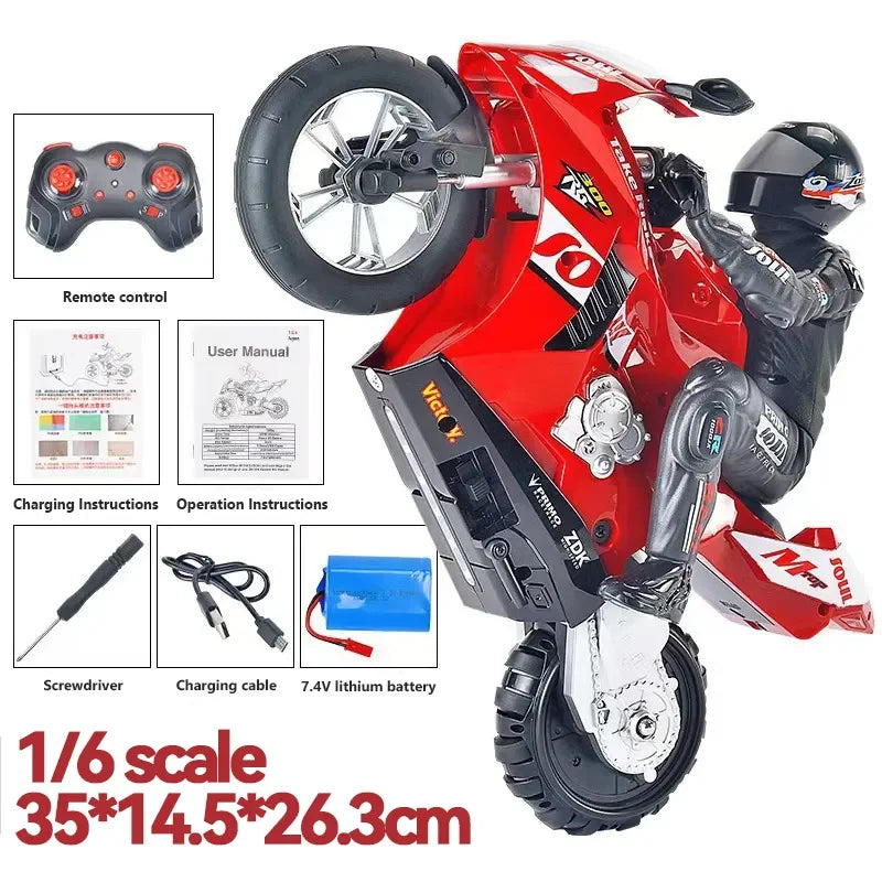 Extreme Drift RC Motorcycle – Self-Balancing 1:6 Scale Stunt Bike