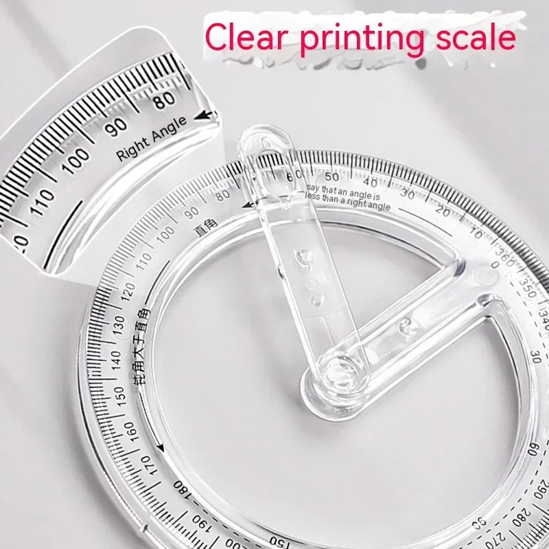 Multifunctional Geometry Ruler with Rotating Protractor