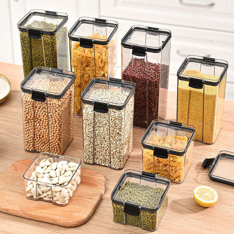 Airtight Kitchen Grain Storage Jars – Moisture-Proof Organizer Set