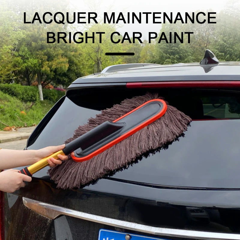 Adjustable Telescopic Microfiber Car Duster with Wax-Treated Cotton Strands