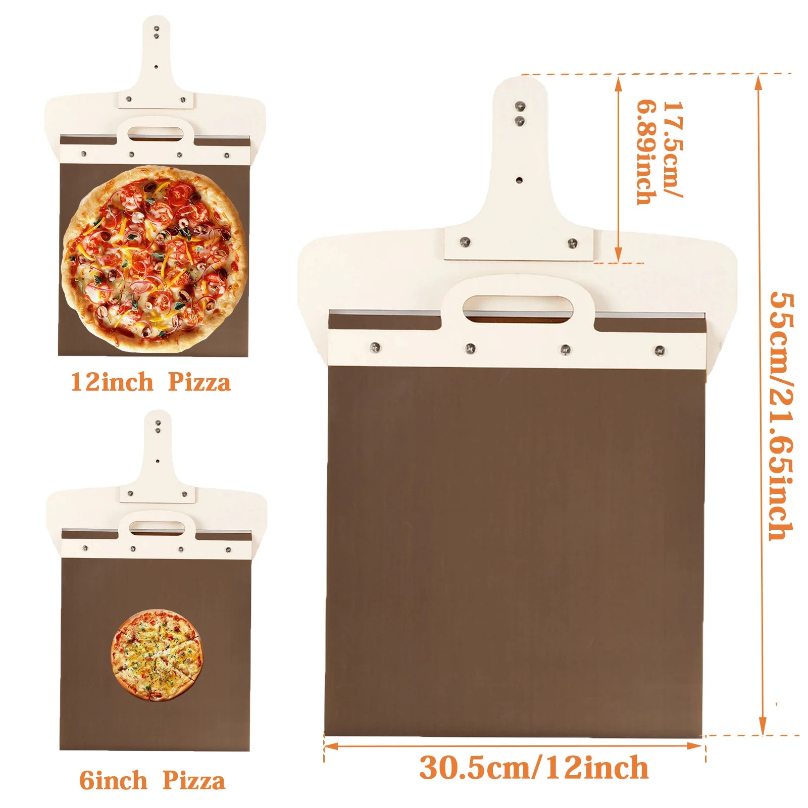 Premium Sliding Pizza Peel with Detachable Wooden Handle