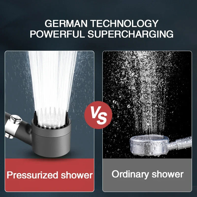 High-Pressure Shower Head with Adjustable Spray & Built-in Massage Brush