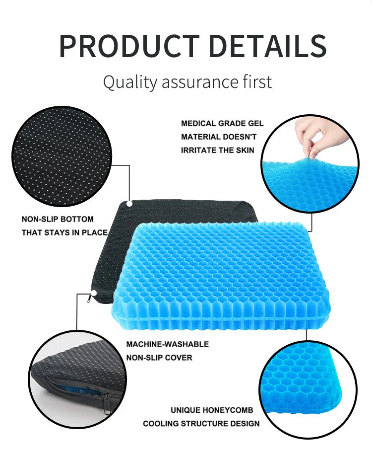 Ultra-Comfort Gel Seat Cushion with Breathable Honeycomb Design