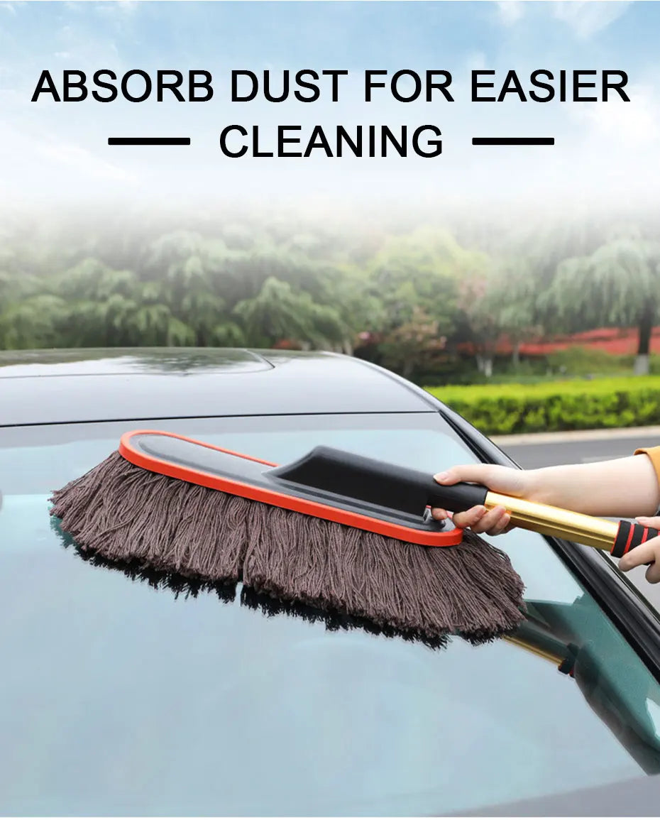 Adjustable Telescopic Microfiber Car Duster with Wax-Treated Cotton Strands