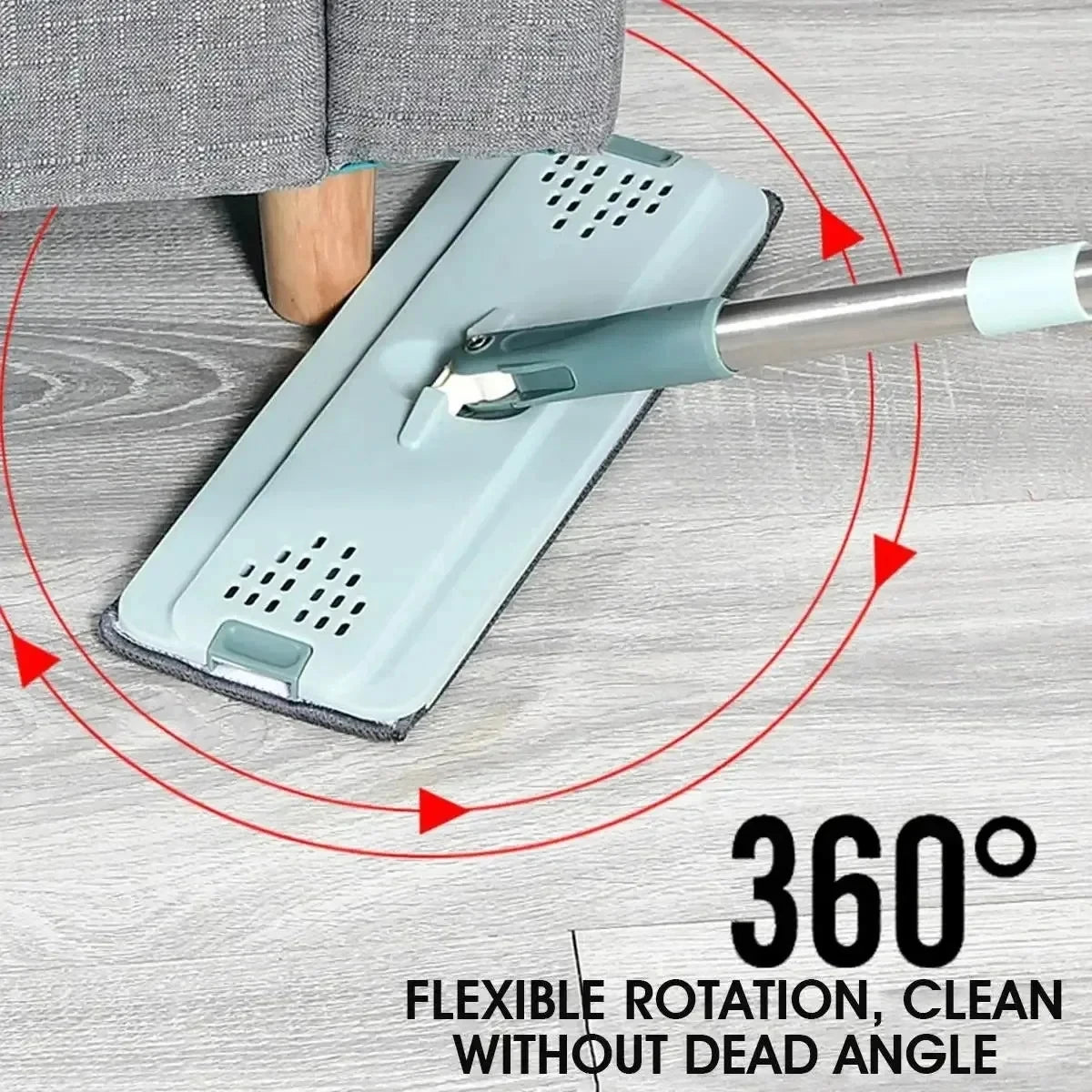 Hands-Free Flat Squeeze Mop & Bucket Set with Reusable Microfiber Pads