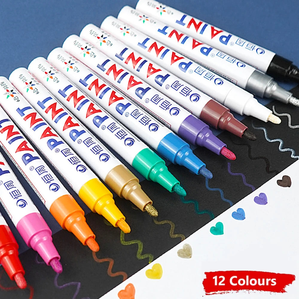 Write on Anything — Waterproof Paint Marker Set (12 Colors)