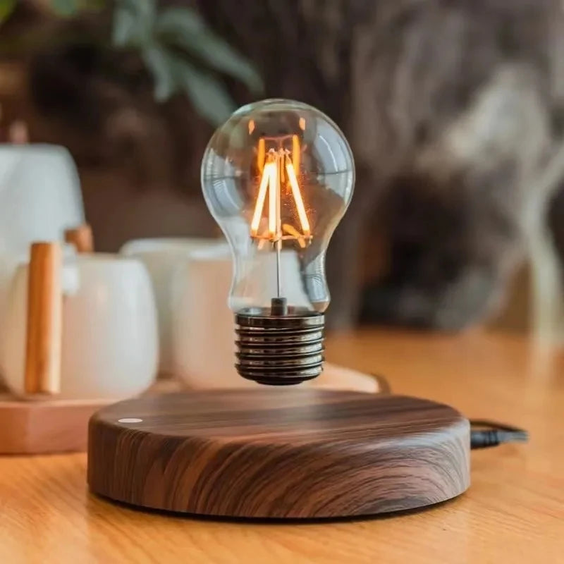 Magnetic Levitating LED Lamp with Wooden Base