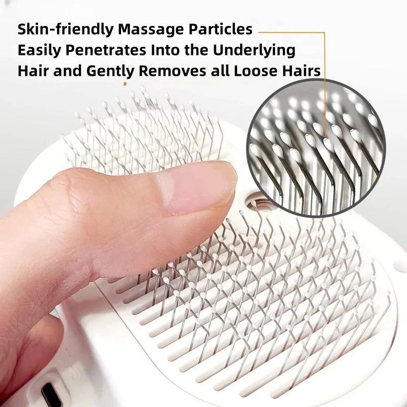 Pet Grooming Mist Comb – Self-Cleaning Dematting Brush with Built-in Humidifier