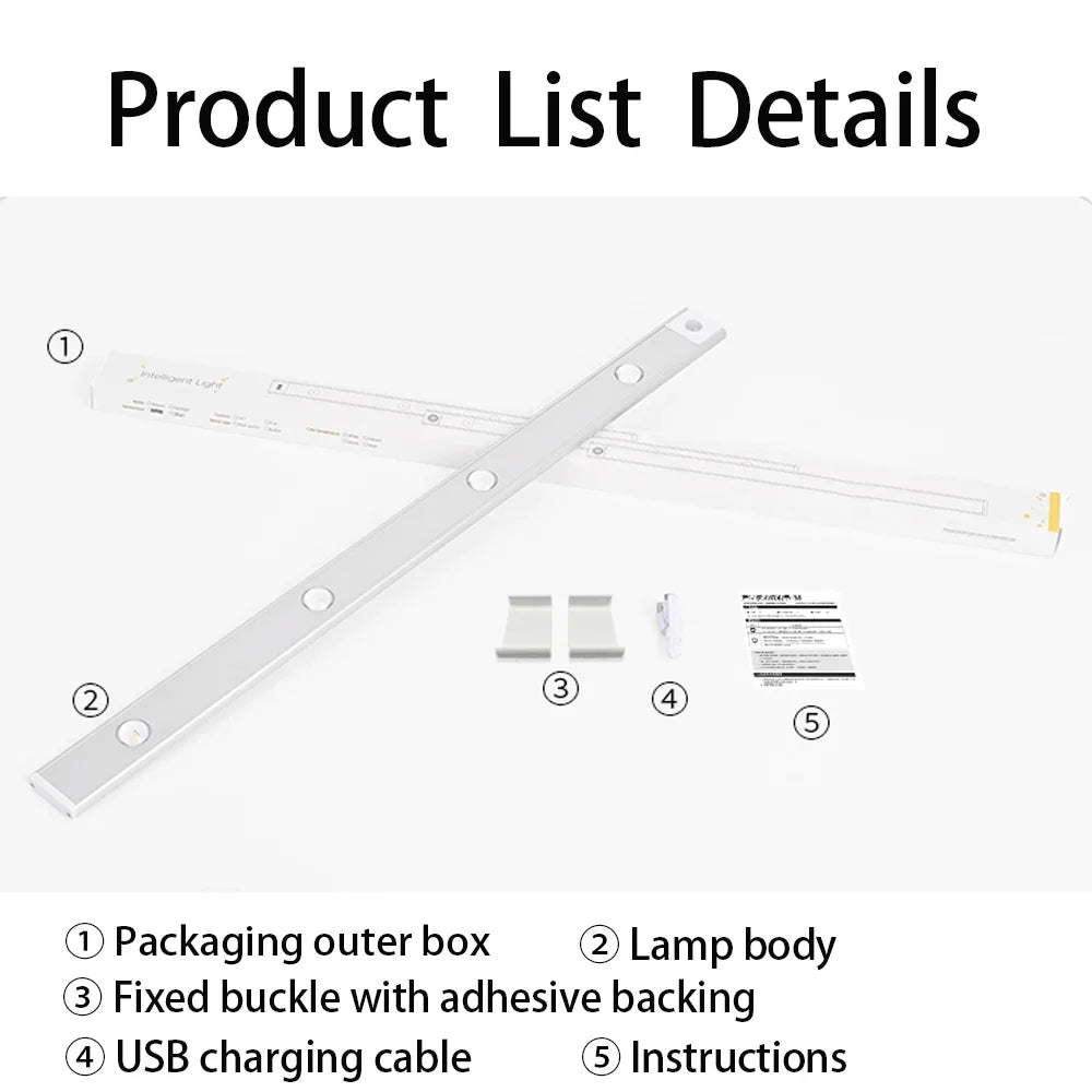 Rechargeable Motion Sensor LED Cabinet Light – Sleek Design with Adjustable Brightness