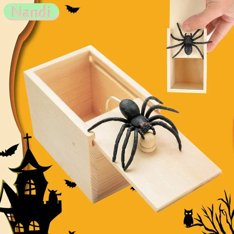 Wooden Spider Prank Box – Hilarious Trick Toy for Scares and Laughs