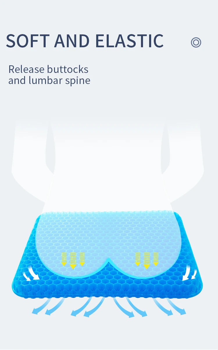 Ultra-Comfort Gel Seat Cushion with Breathable Honeycomb Design