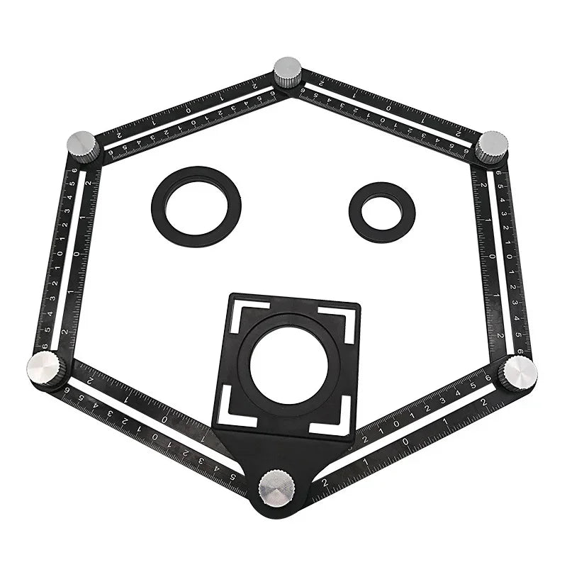 6-Fold Multi-Angle Measuring Ruler & Tile Hole Locator Tool Set