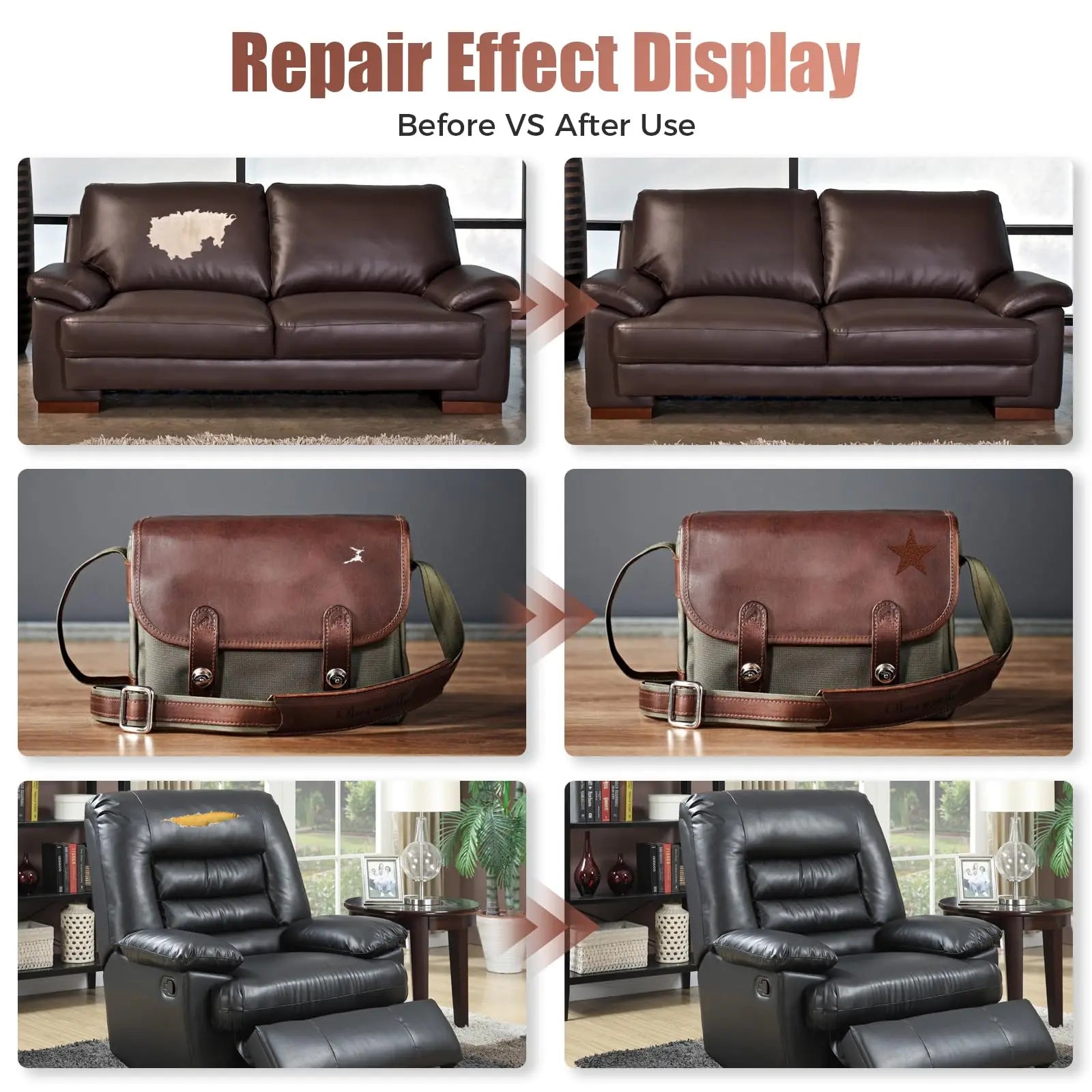 Self-Adhesive Leather Repair Patch – Easy Fix for Sofas, Chairs, Bags & More