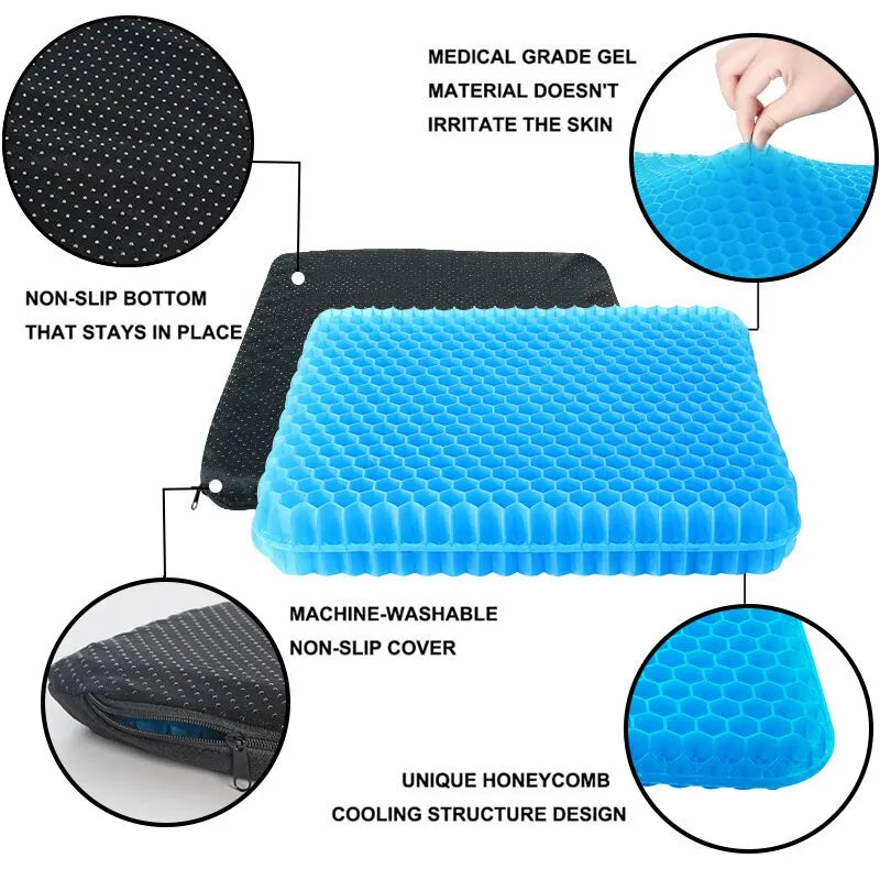 Ultra-Comfort Gel Seat Cushion with Breathable Honeycomb Design
