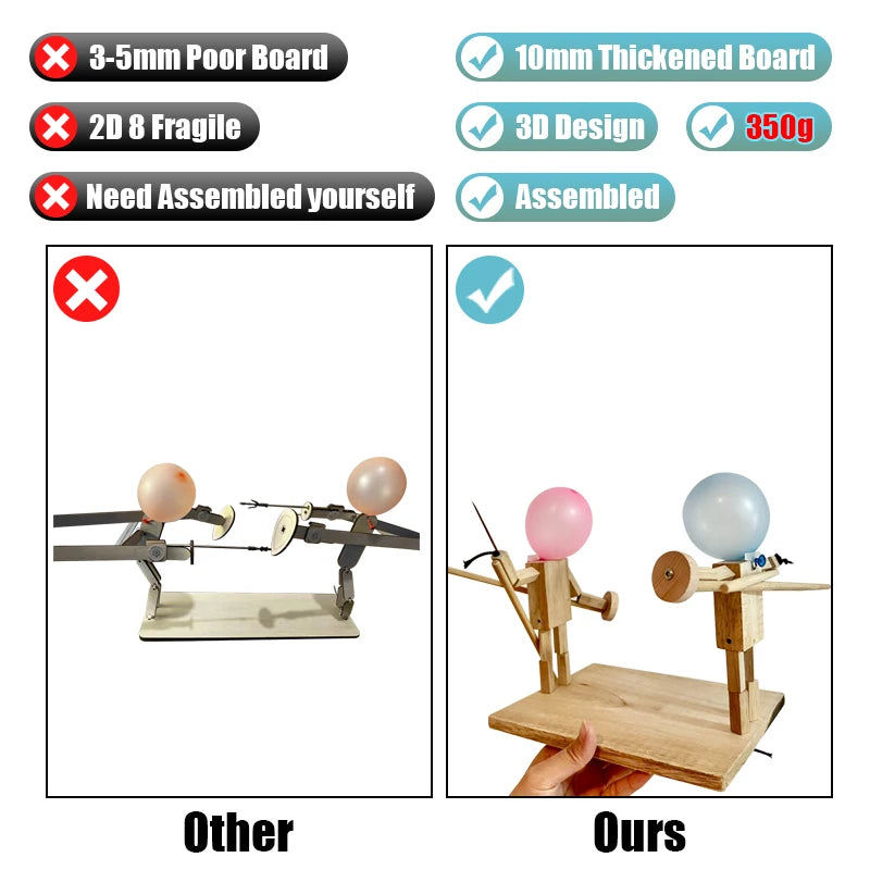 Wooden Balloon Battle Game – Fast-Paced Balloon Pop Challenge for 2 Players