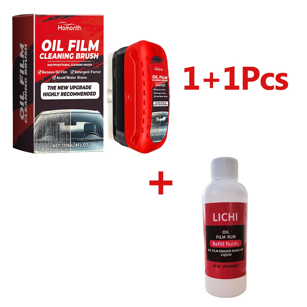 Car Windshield Oil Film Remover – Powerful Glass Cleaner with Sponge Brush