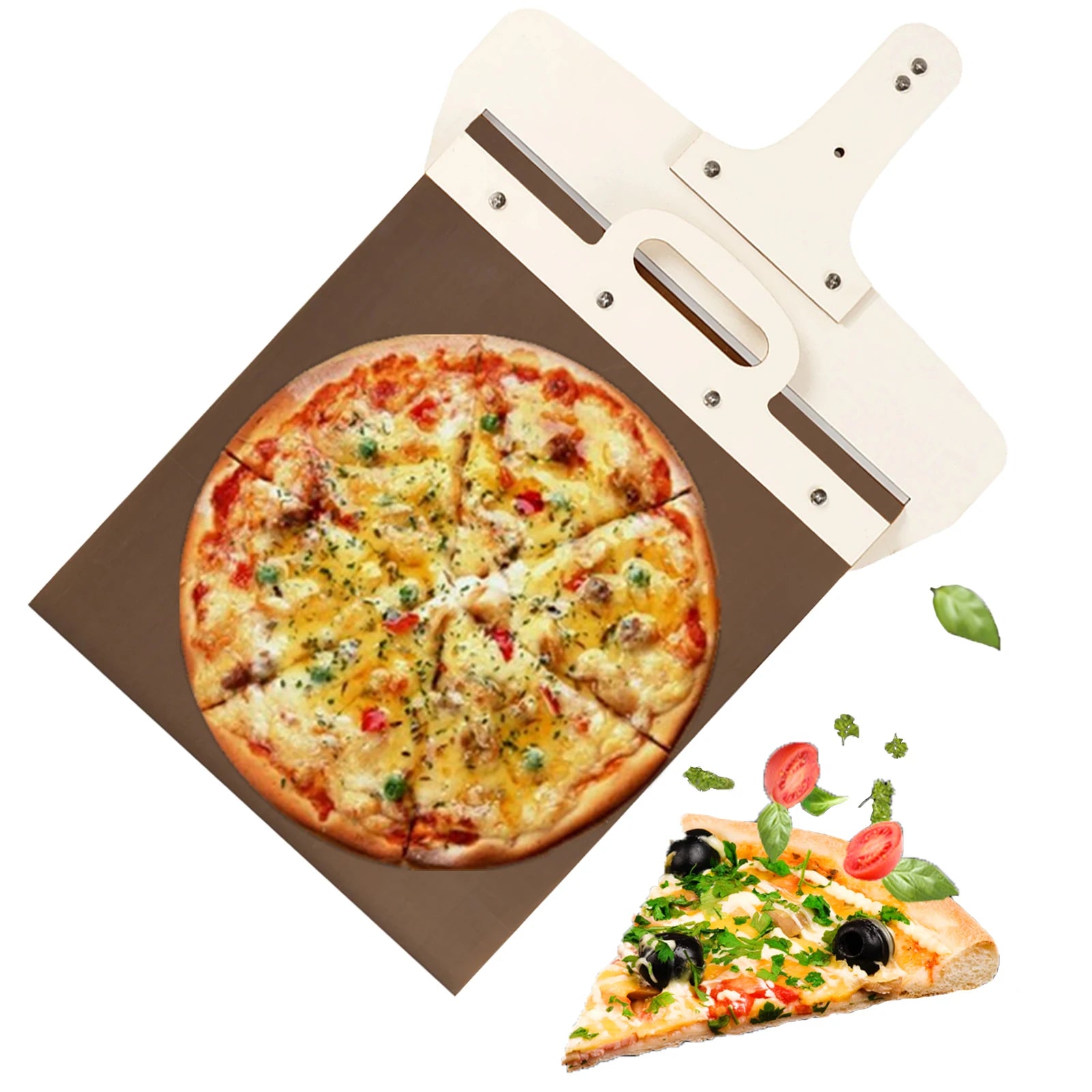 Premium Sliding Pizza Peel with Detachable Wooden Handle