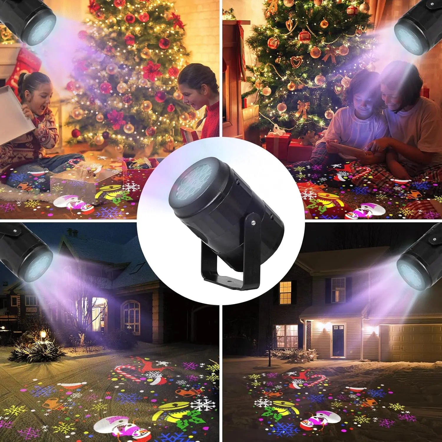 16-Pattern Rotating Christmas LED Projector (USB, Indoor/Outdoor)