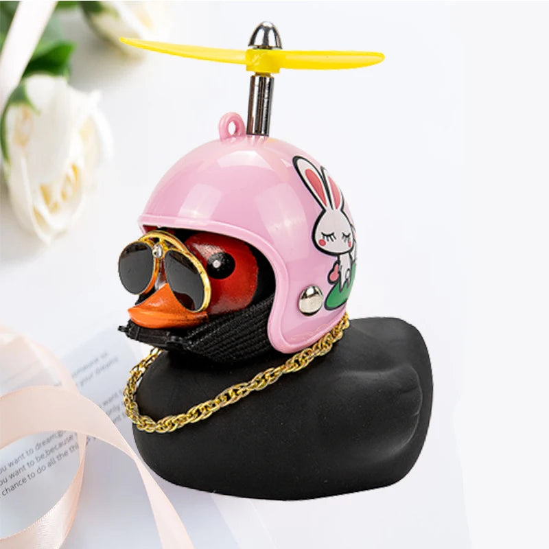 Adorable Yellow Duck Car & Bike Decoration with Helmet, Propeller, and Accessories