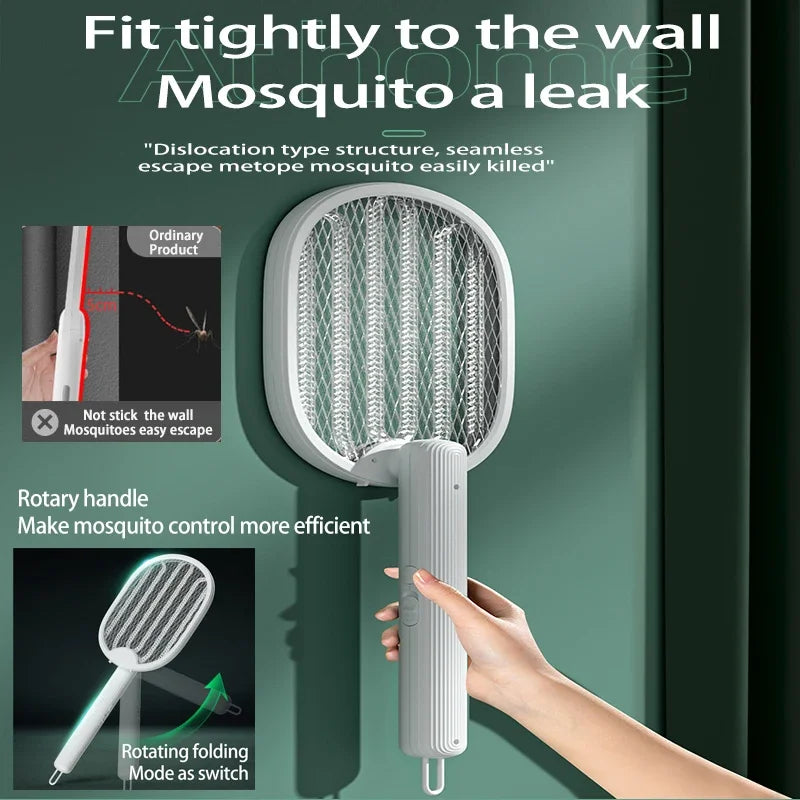 Foldable USB Electric Mosquito Zapper – 4-in-1 Silent Insect Killer Racket