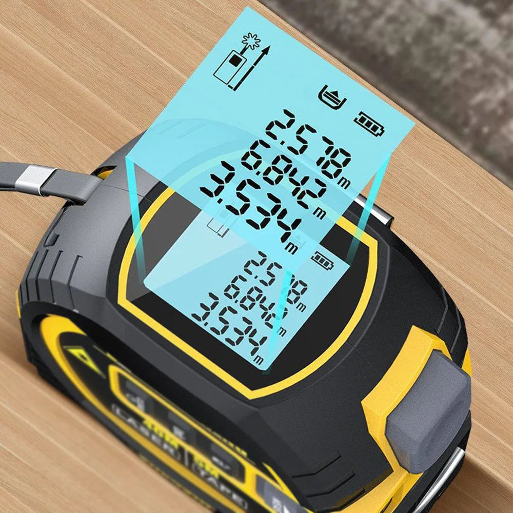 3-in-1 Digital Laser Measuring Tool with 5M/16ft Tape & Cross-Line Projection