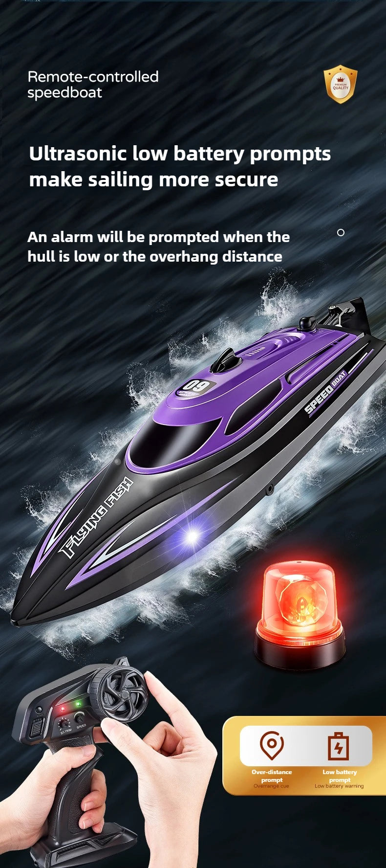 High-Speed 2.4GHz RC Racing Speedboat – Waterproof & Self-Righting