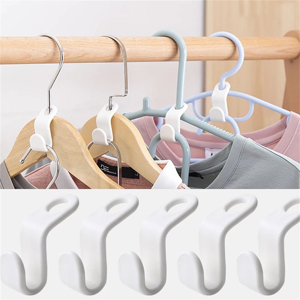 Space-Saving Cascading Wardrobe Connector Hooks