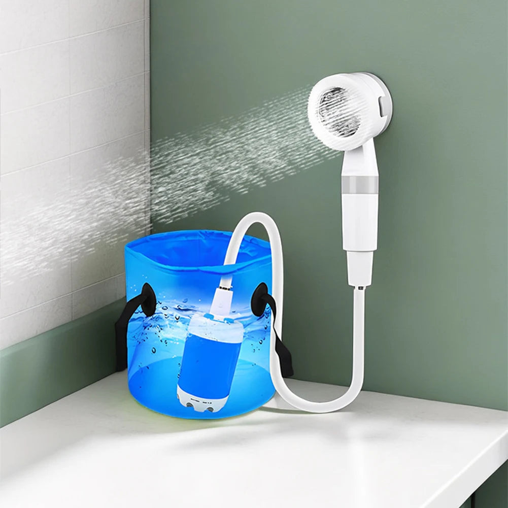 Portable Rechargeable Camping Shower Pump – Digital Display 6000mAh Outdoor Shower System