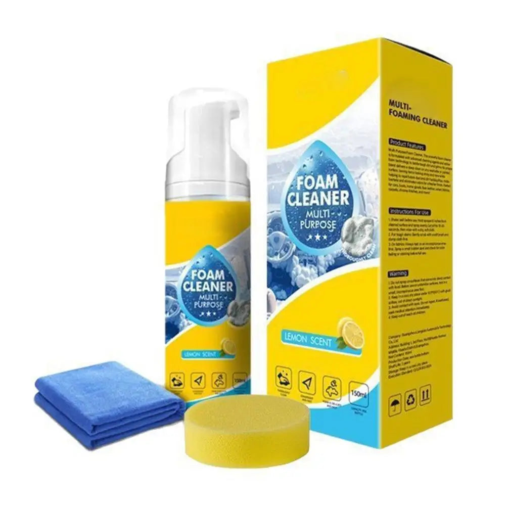 Multi-Purpose Foam Cleaner for Car Interior Surfaces (150 ml / 5.1 fl oz) with Cloth and Sponge