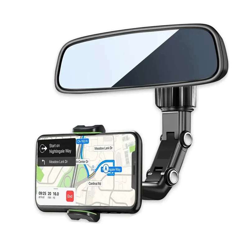 360° Rotating Rearview Mirror Phone Holder – Universal Mount for All Smartphones