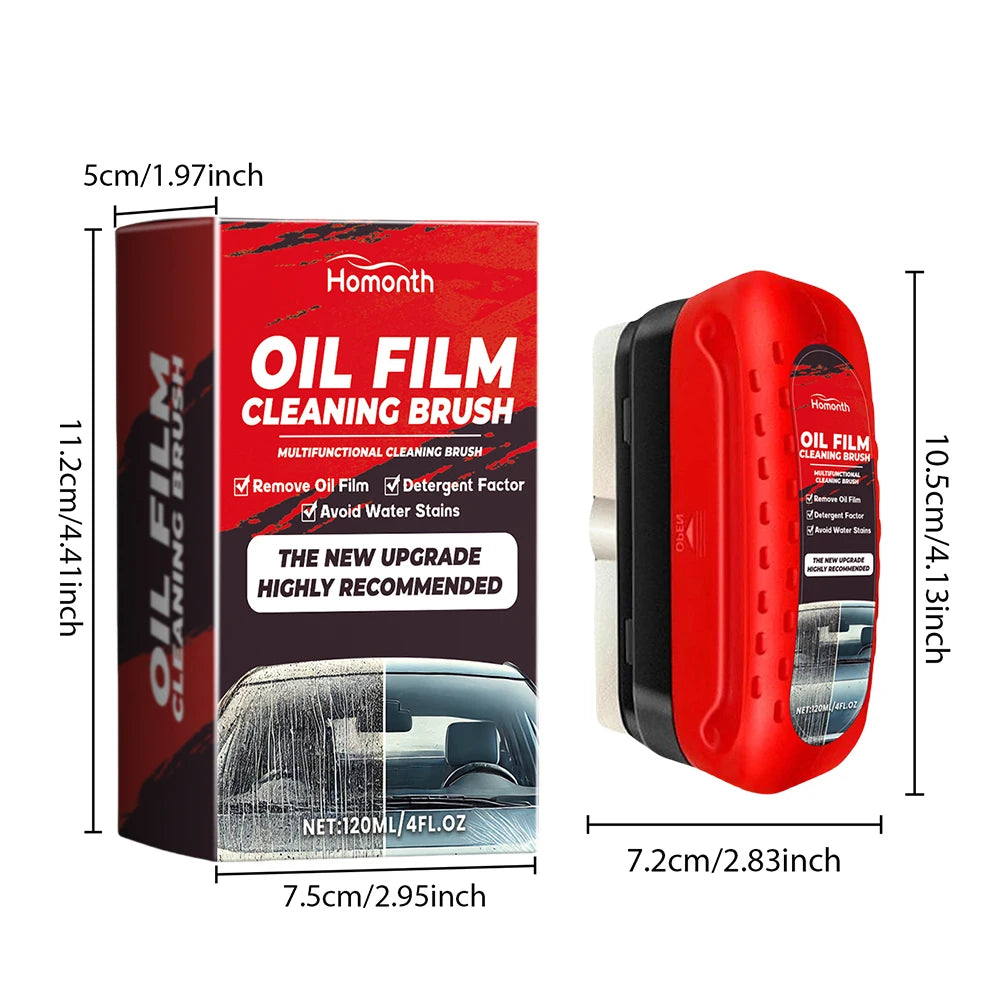 Car Windshield Oil Film Remover – Powerful Glass Cleaner with Sponge Brush