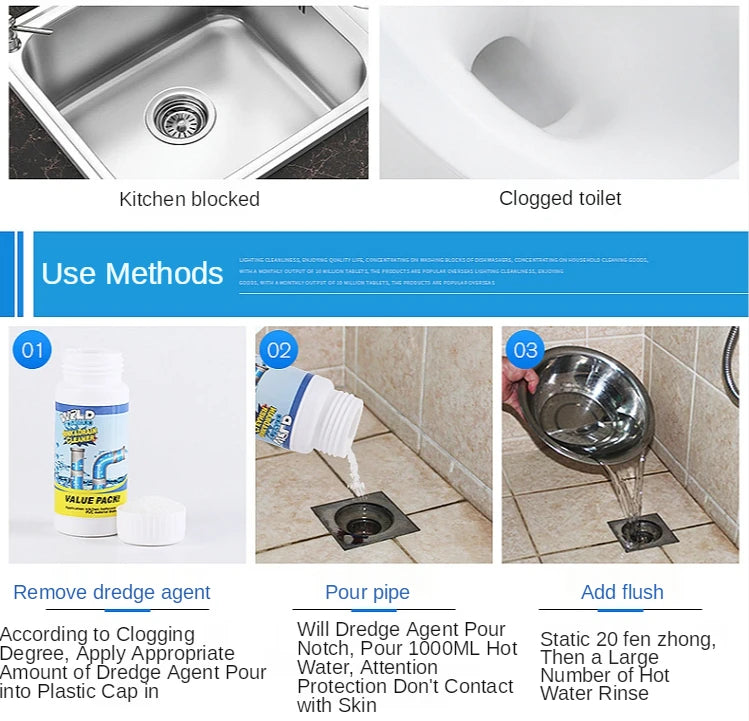 Powerful Drain Cleaner & Clog Remover – Fast-Acting Pipe Unblocker